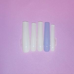 10pcs 3XL Square White with Blue Accent Press On Nails